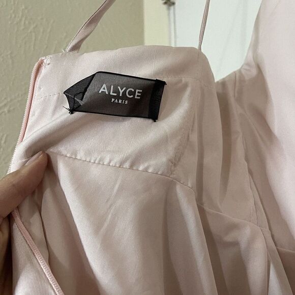 Alyce Paris 3764 V Neckline Mikado Fit and Flare Baby doll Pink Cocktail Dress - Picture 8 of 9